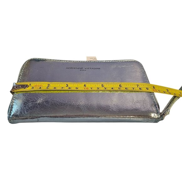 Adrienne Vittadini Studio Charging Zip Around Wallet Mint Crackled Metallic NWT - Picture 7 of 8